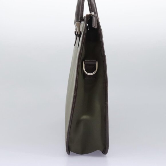 BURBERRY Hand Bag Nylon Leather Khaki Brown Silver Auth - Picture 4 of 16